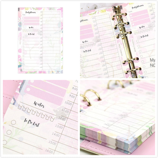 A5 A6 Daily Planner Organizer 6-Rings Binder Refill Pages Set-Up 90 Sheets