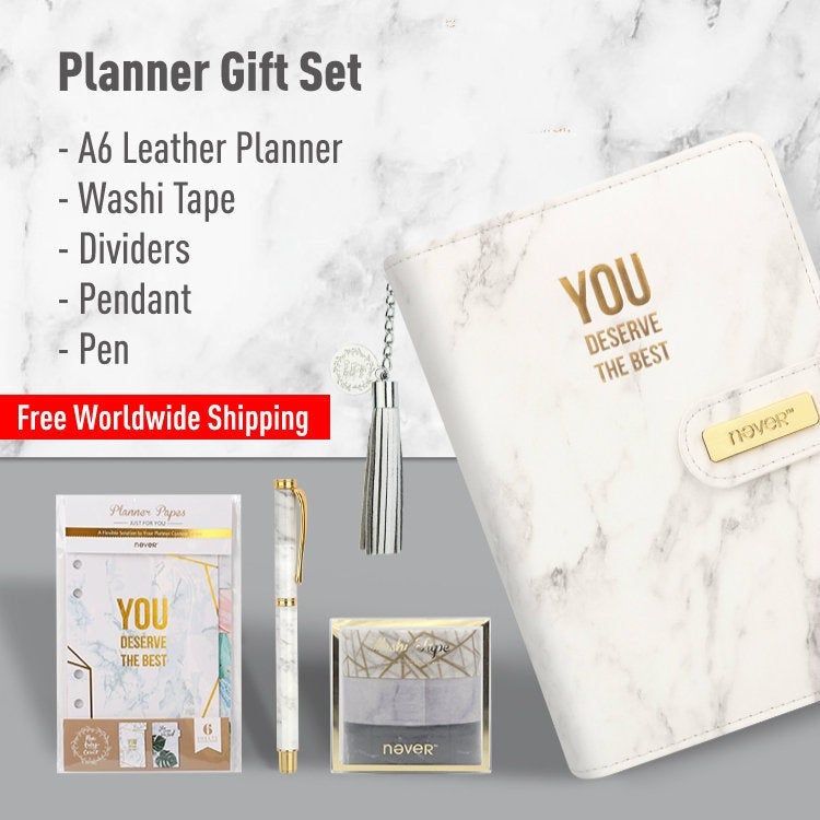 Source Hot Selling 6 Ring Colored marble Leather Organizer Planner