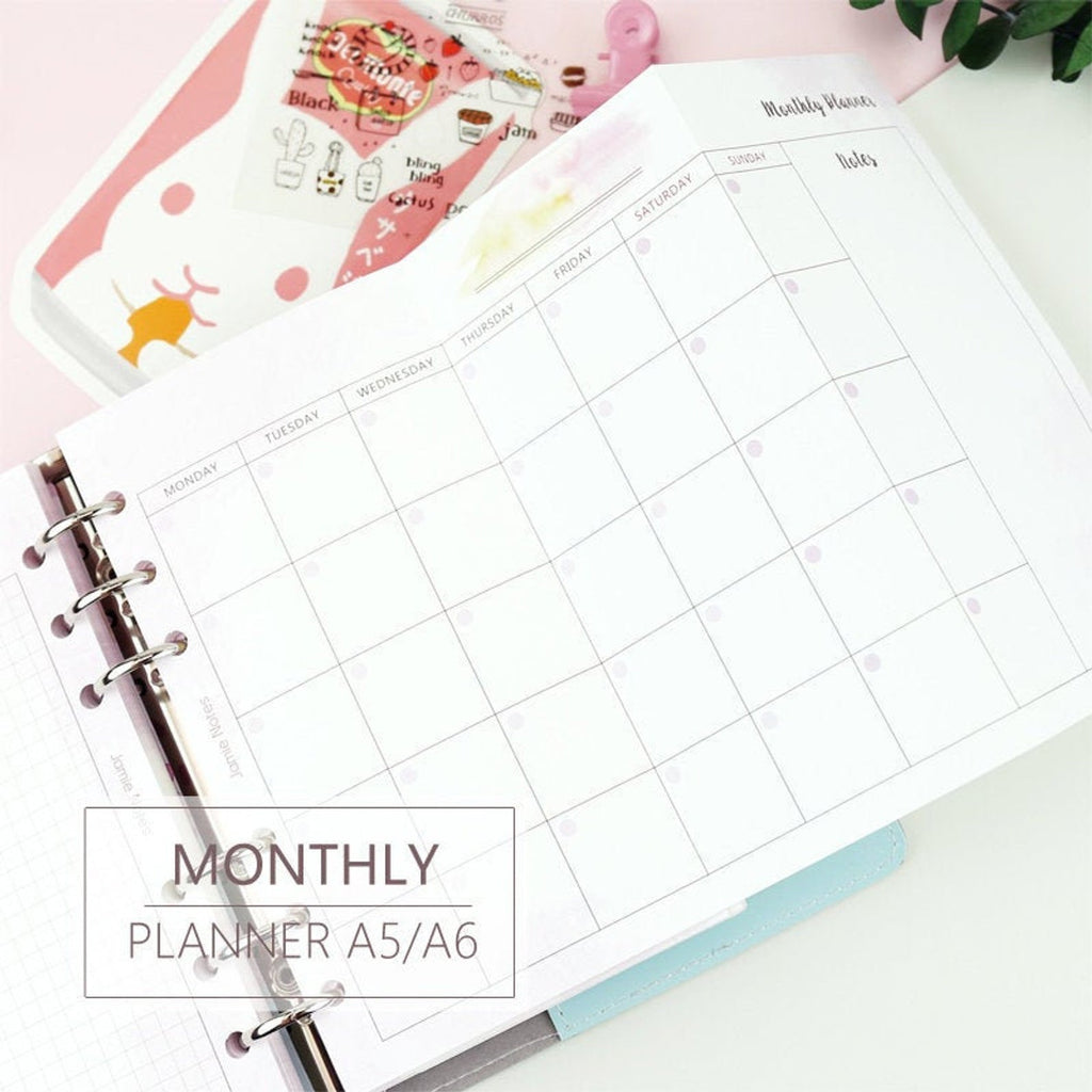 A5/A6/A7 Monthly Plan Three-Fold Binder Planner Refills (20 Sheets) – Bujo  & Marks